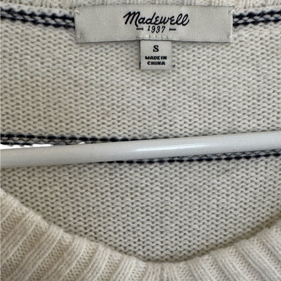 Madewell Collared Striped Sweater Navy/Cream Small Comfort - Picture 3 of 7